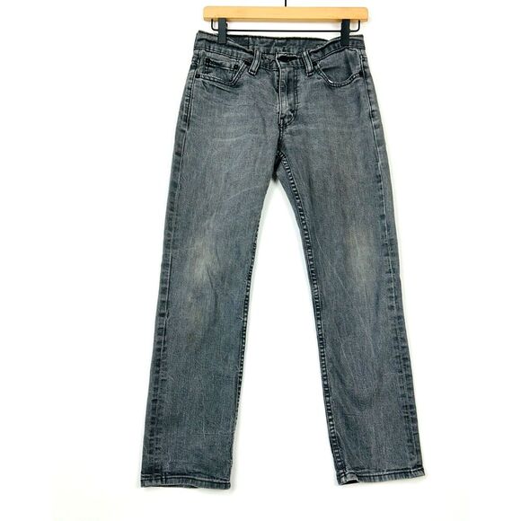 Levi's 514 Straight Fit Jeans Size 29x‎ 30 Denim Gray Wash Tab Acid Grunge - Picture 1 of 14